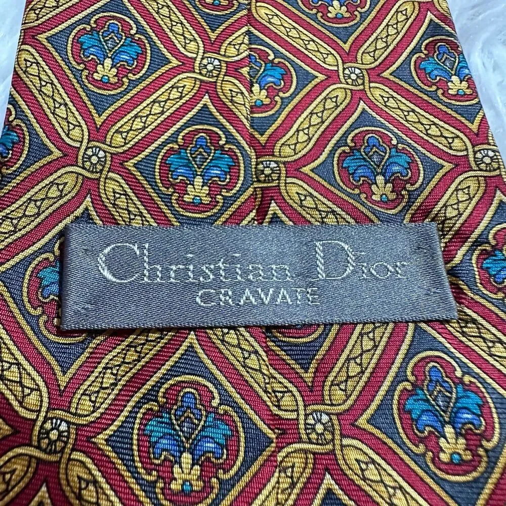 Christian Dior Cravate Mens Neck Tie All Silk Multicolor Vintage